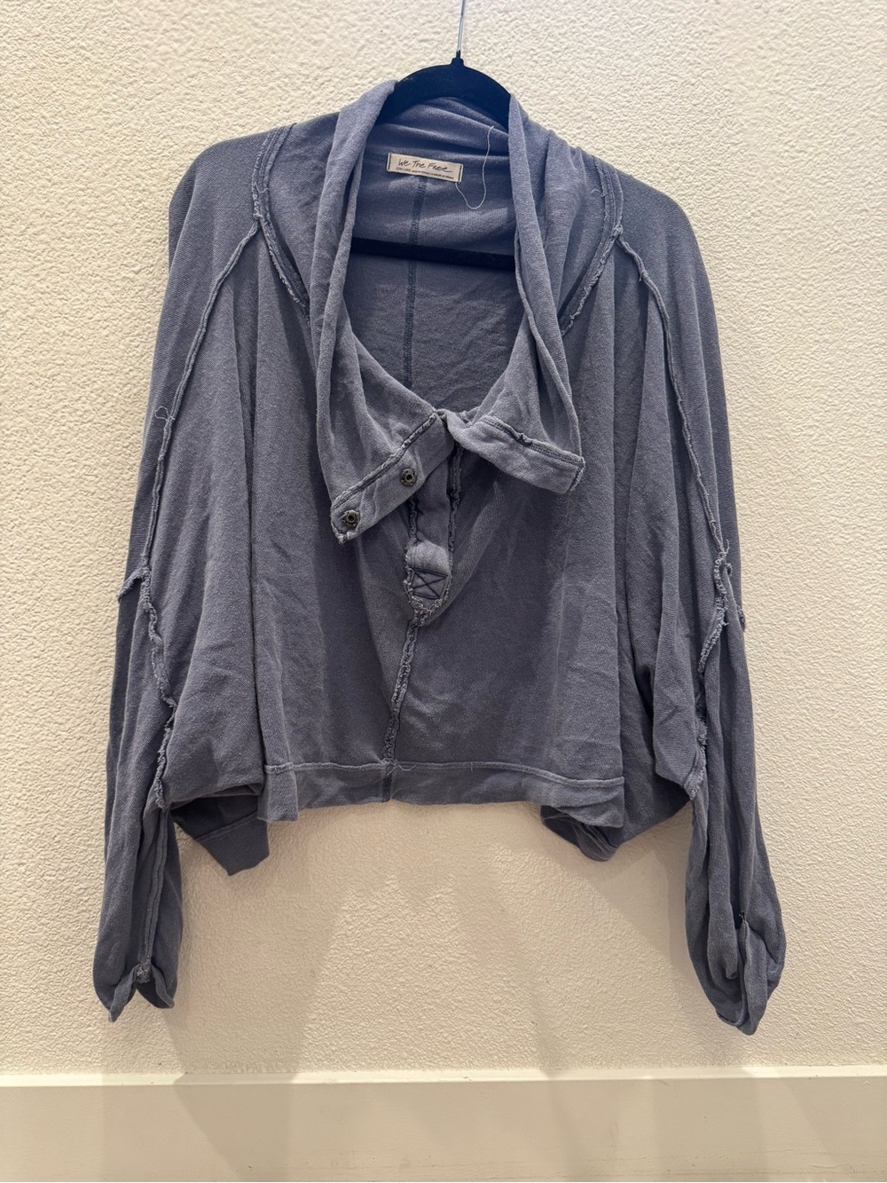 We The Free washed blue-grey "Tomorrow" henley pullover top